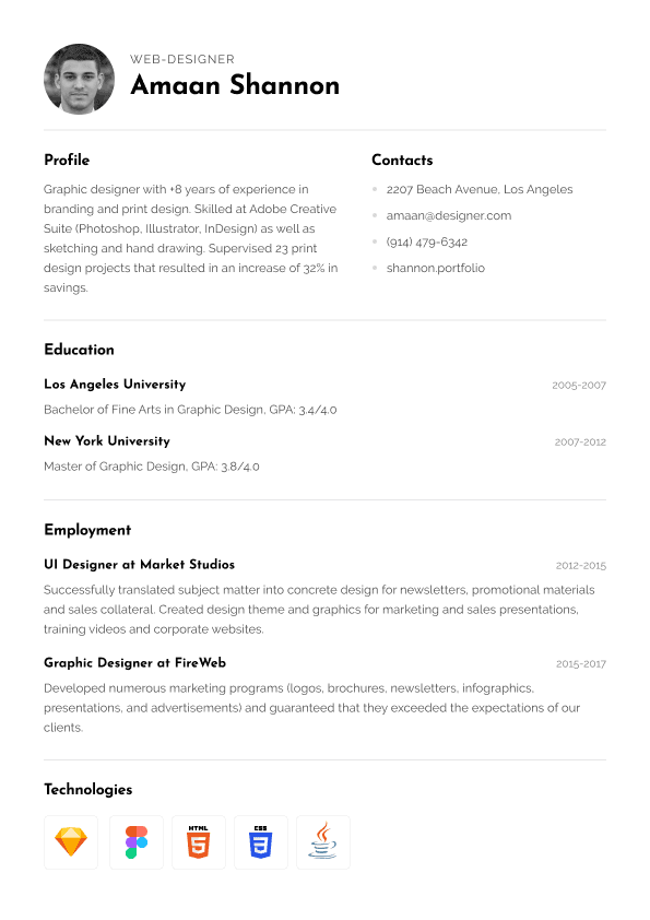 Modelo de CV moderno